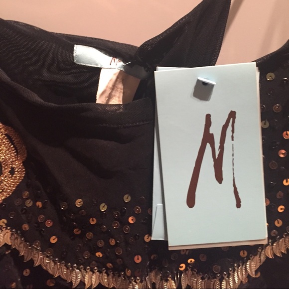 Marciano Black with Gold Beads Tiered Camisole Sm - Picture 5 of 6